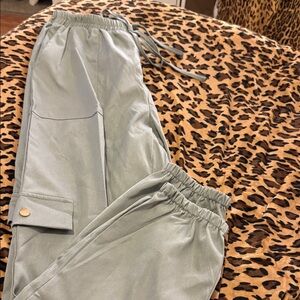 SHEIN Light Gray Elastic Waist Cargo style pants
